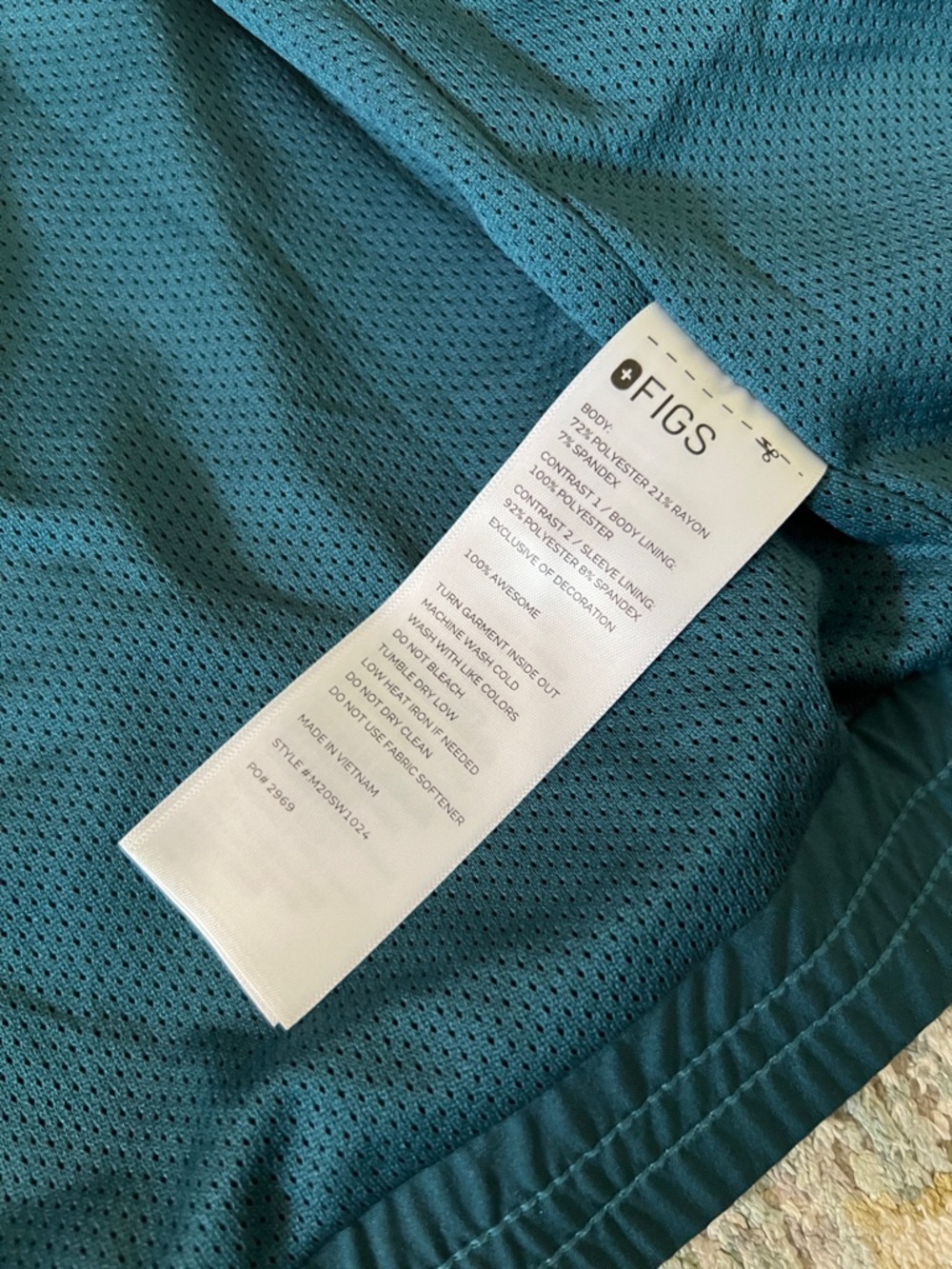 Figs Men's Teal Technical Collection Bomber Jacket - Picture 8 of 9